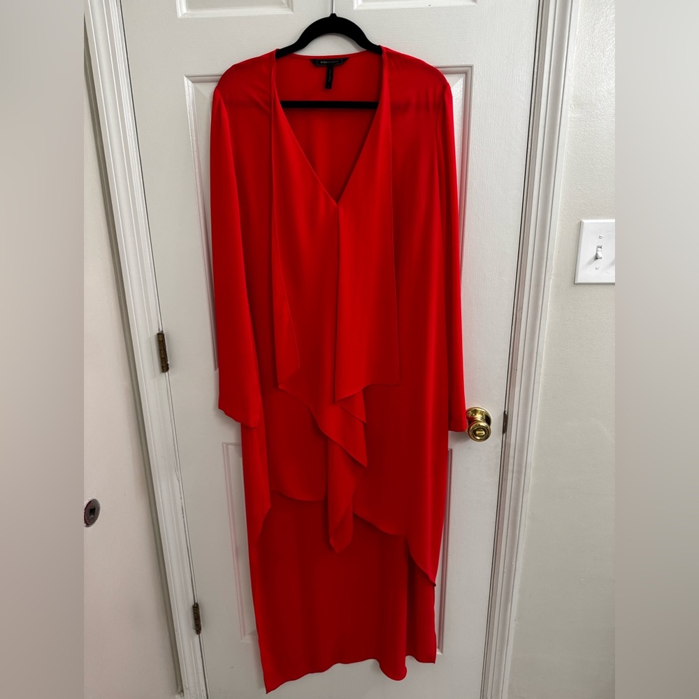 BCBGMAXAZRIA Red Long sleeve flowy Dress